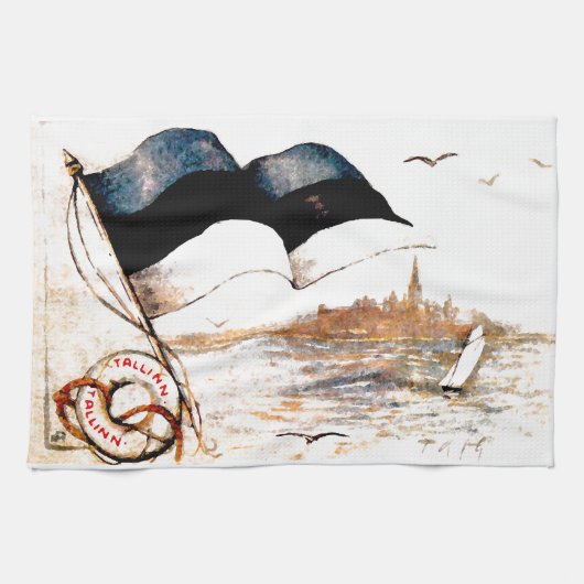 Estnisches Flaggen-Tee-Tuch Küchentuch (Horizontal)