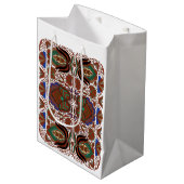 Estnisches rustikales Volkskunstmuster mit Blume Mittlere Geschenktüte (Vorderseite Schrägansicht)