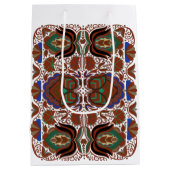 Estnisches rustikales Volkskunstmuster mit Blume Mittlere Geschenktüte (Rückseite)