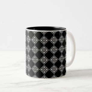 Estnisches Schwarz-Weiß-Knetmuster Zweifarbige Tasse