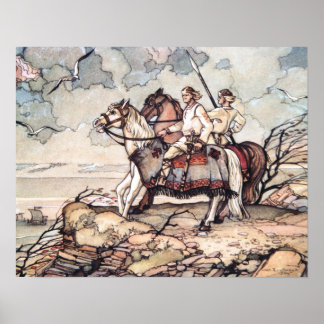 Estnisches Wikeln auf dem Pferd, Aquarell Poster