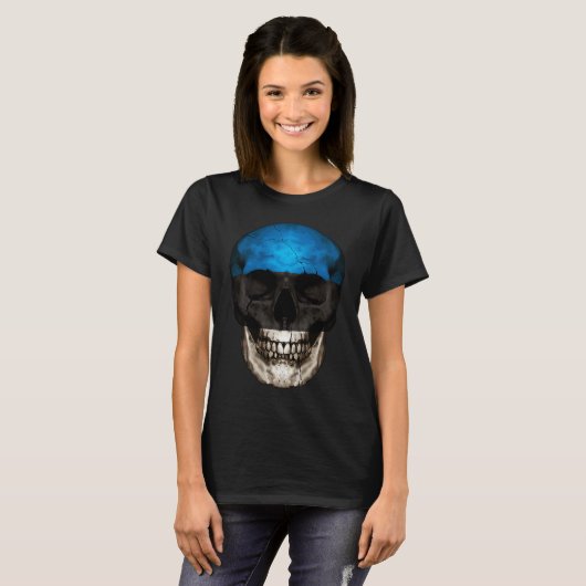 Estonia Flag Skull Estonian Roots Proud Patriotic T-Shirt (Vorne ganz)