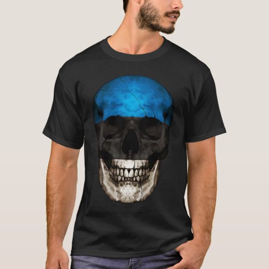 Estonia Flag Skull Estonian Roots Proud Patriotic T-Shirt (Vorderseite)