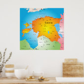 Estonia Map Baltic Country and Cities Poster (Küche)