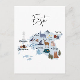 Estonia travel map postkarte