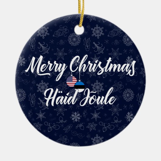 Estonian American Bilingual Merry Christmas Keramik Ornament (Vorne)