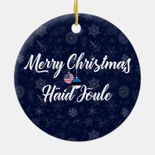 Estonian American Bilingual Merry Christmas Keramik Ornament (Hinten)