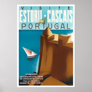 Estoril Cascais Portugal Vintage Poster