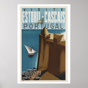 Estoril Cascais Portugal Vintage Reiseposter Poster