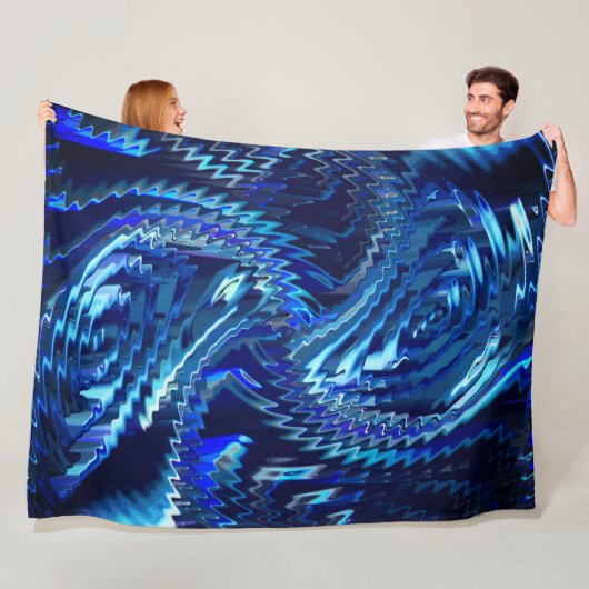 Estrela azul ondulada com traçados em ziguezague fleecedecke (Beispiel)