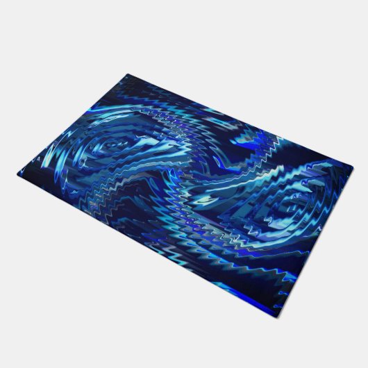 Estrela azul ondulada com traçados em ziguezague fußmatte (Schrägansicht)