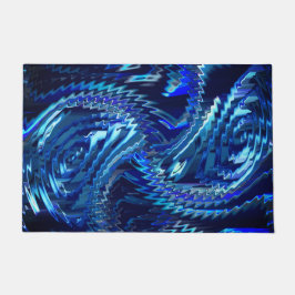 Estrela azul ondulada com traçados em ziguezague fußmatte