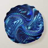 Estrela azul ondulada com traçados em ziguezague rundes kissen (Rückseite)