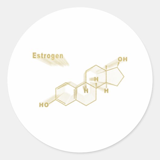 Estrogen Hormone Strukturchemisches Formel Gold Runder Aufkleber (Vorderseite)