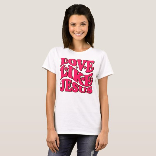 esus T Shirt, Religiöses Shirt, Liebe wie Jesus T-Shirt (Vorne ganz)
