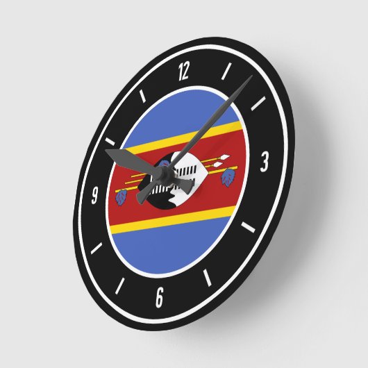 Eswatini Flag Elegant Runde Wanduhr (Winkel)