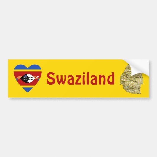 Eswatini Flag Herz + Karte Autoaufkleber (Vorne)
