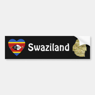 Eswatini Flag Herz + Karte Autoaufkleber