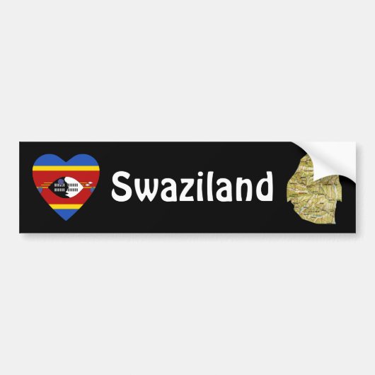 Eswatini Flag Herz + Karte Autoaufkleber (Vorne)