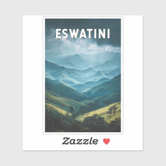 Eswatini Illustration Travel Art Vintag Aufkleber (Blatt)