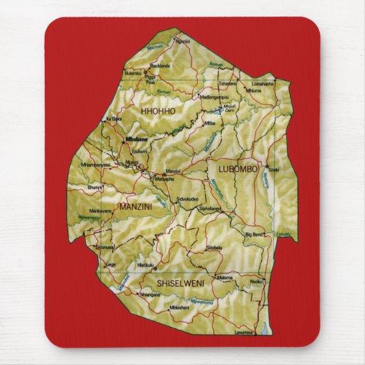 Eswatini Karte Mousepad (Vorne)