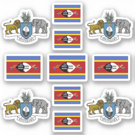 Eswatini- Staatssymbole/Wappen und Flagge Aufkleber (Vorderseite)