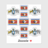 Eswatini- Staatssymbole/Wappen und Flagge Aufkleber (Blatt)
