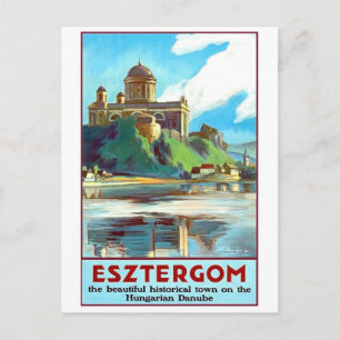 Esztergom Stadt an der Donau, Ungarn, Vintage Postkarte
