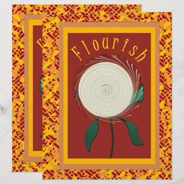ET Flourish Flower Scrapbook Papier 2-seitig Seite (Vorne/Hinten)