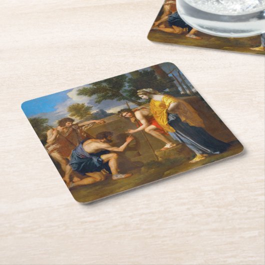 Et in Arcadia ego, Poussin Rechteckiger Pappuntersetzer (angewinkelt)