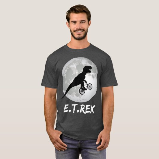 ET Rex Funny Dinosaur TRex on Bike over the T-Shirt (Vorne ganz)