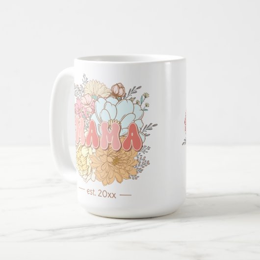 Etablierte Mama Retro Blume Mama Groß Kaffeetasse (Vorderseite Links)