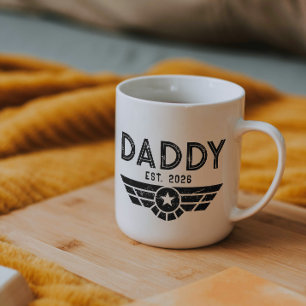 Etablierter Daddy Neuer Vater Est Jahr Luftfahrt Zweifarbige Tasse