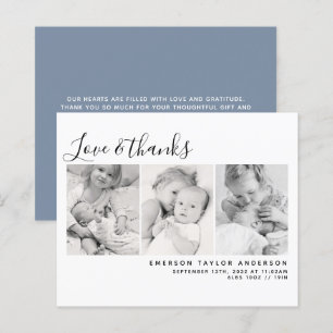 ETAT Blau Drei Fotos Neue Baby Danke Karte