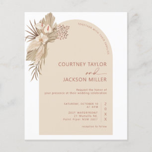 ETAT Boho Bogen Pampas Gras Hochzeitseinladung Flyer