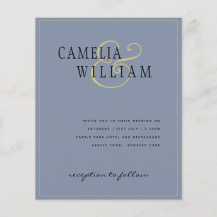 ETAT Klassische Staubblaue Goldene Hochzeitseinlad Flyer