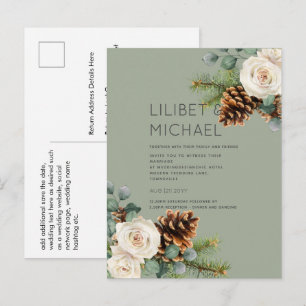 ETAT Winterhochzeit Eukalyptus Grünzeug Rosen Postkarte