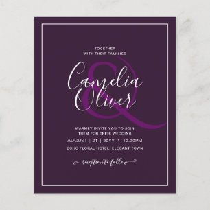 ETATTAUNGS-Hochzeit PFLAUME LILA Monochrom Einfach Flyer