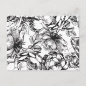 Etched Floral Black & Gold Wedding Info Postcard Postkarte (Rückseite)