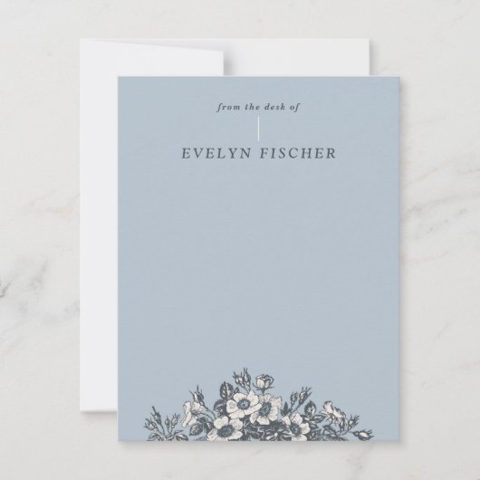 Etched Floral Illustration Stationery - Blue (Vorderseite)