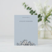 Etched Floral Illustration Stationery - Blue (Stehend Vorderseite)