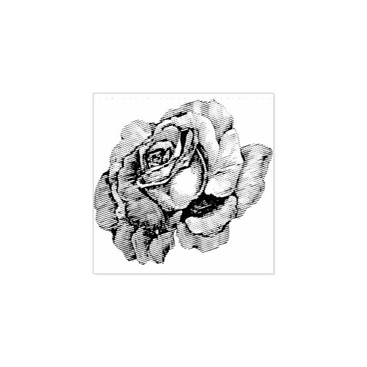 Etched Fluffy Open Rose Gummistempel (Prägung)