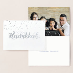Etched Foil Happy Hanukkah Snow Bubbles Foto Card Folienkarte