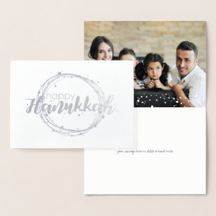 Etched Foil Happy Hanukkah Snow Bubbles Foto Card Folienkarte