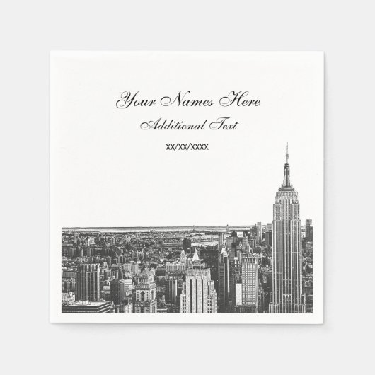 Etched Look NYC Skyline Silhouette, ESB Serviette (Vorderseite)