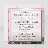 Etched NYC Skyline 2 Black Pink Sweet 16 Party Einladung (Rückseite)