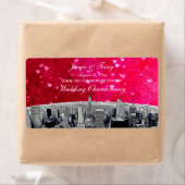 Etched NYC Skyline #2 Pink Red Heart H Wine Label (Insitu)