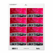 Etched NYC Skyline #2 Pink Red Heart H Wine Label (Vorne)