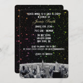 Etched NYC Skyline 2 Rainbow Star Sweet 16 V Einladung (Vorne/Hinten)