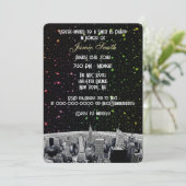 Etched NYC Skyline 2 Rainbow Star Sweet 16 V Einladung (Stehend Vorderseite)